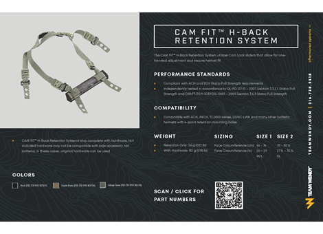 CAM FIT H-Back Retention Technical Data System