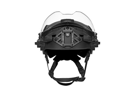 EXFIL Ballistic Visor on Black Carbon Front View Stowed 