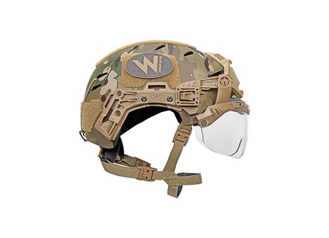 EXFIL Ballistic Visor on MultiCam Carbon Side Down