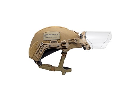 Brown EXFIL Face Shield Side View Raised