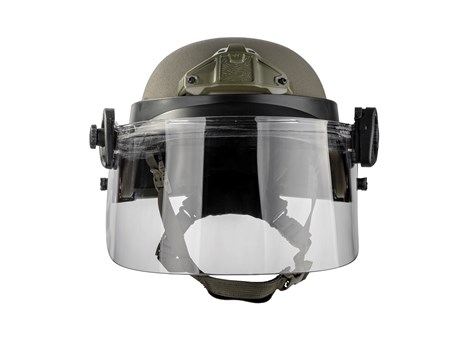 Band Mounted EPIC Face Shield on Helmet Front