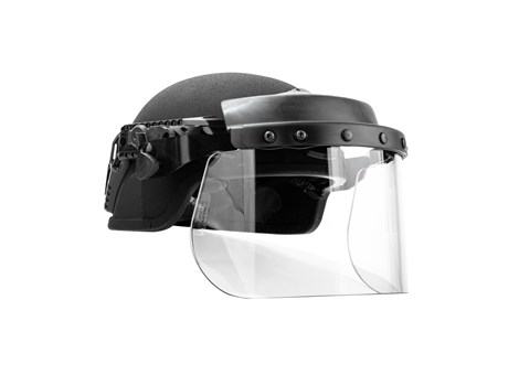 DK7 Face Shield Right Angle on Helmet