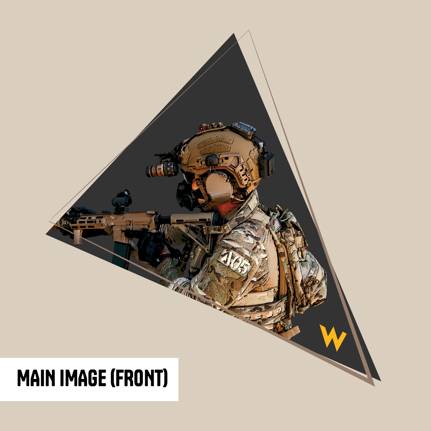 closeup of military graphic on tan background
