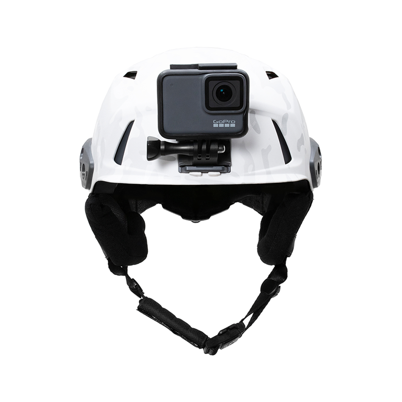 TW SHROUD ACTION CAMERA ADAPTER on the HELMET at a FRONT angle