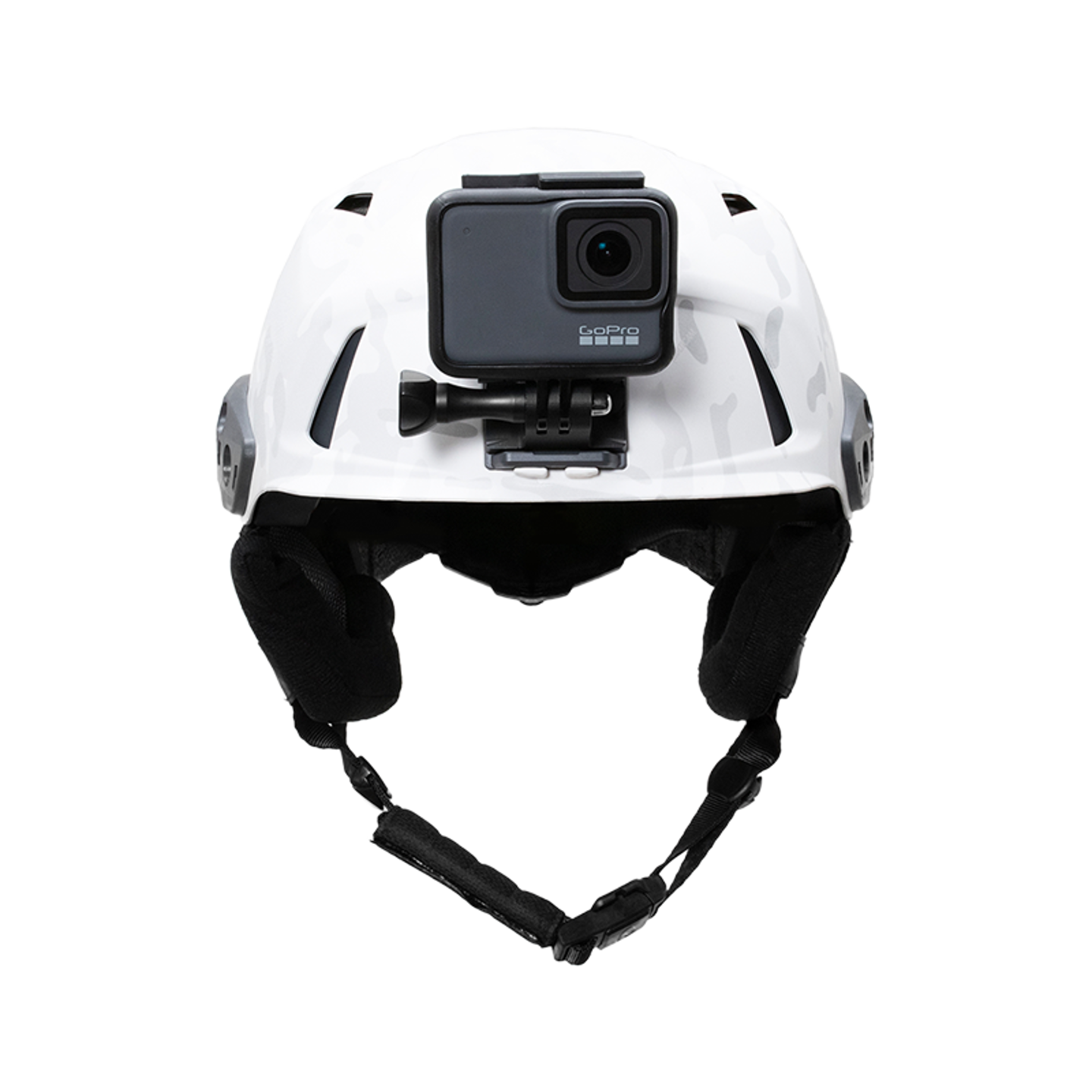 TW SHROUD ACTION CAMERA ADAPTER on the HELMET at a FRONT angle