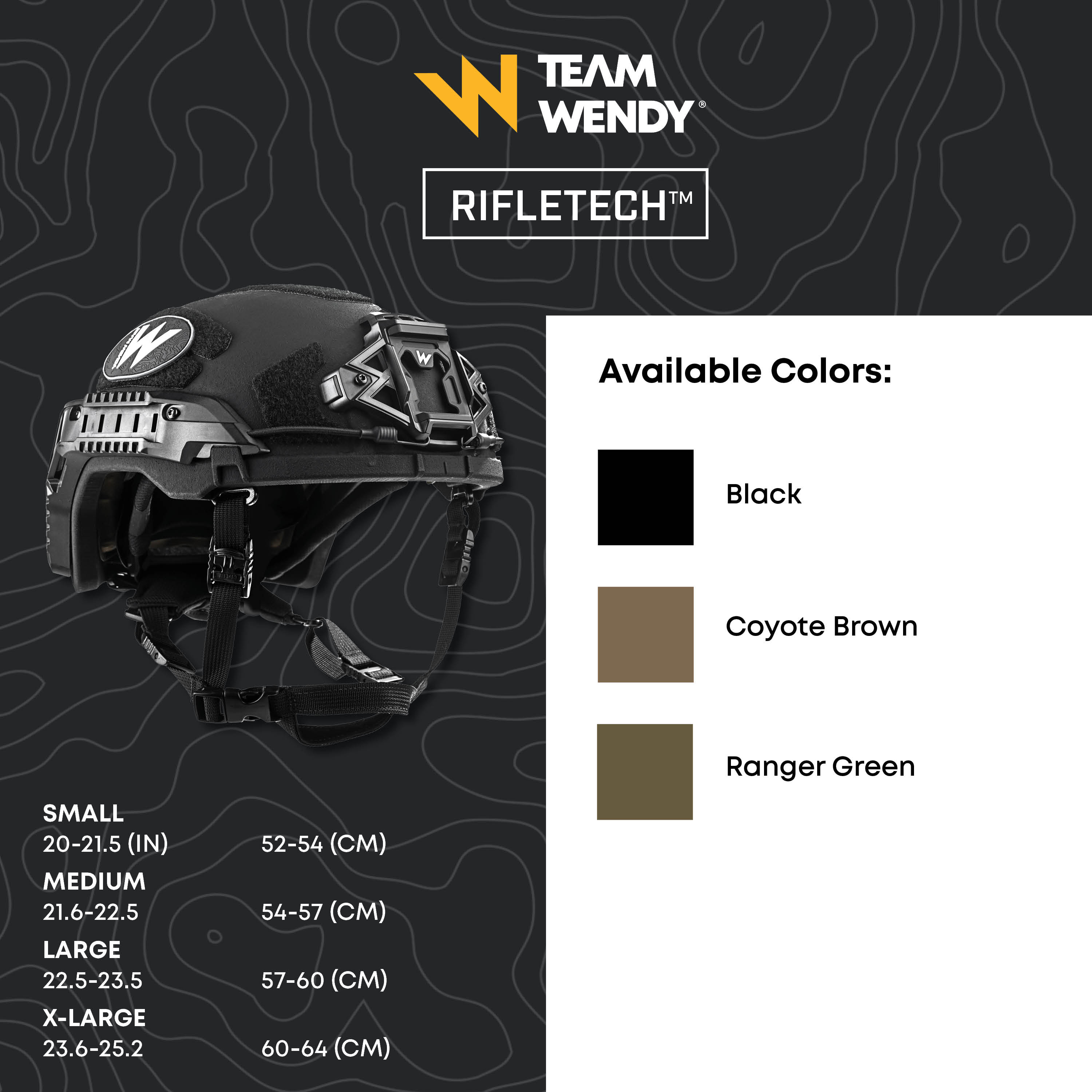 Team Wendy Rifltech Helmet colors including black coyote brown and ranger green