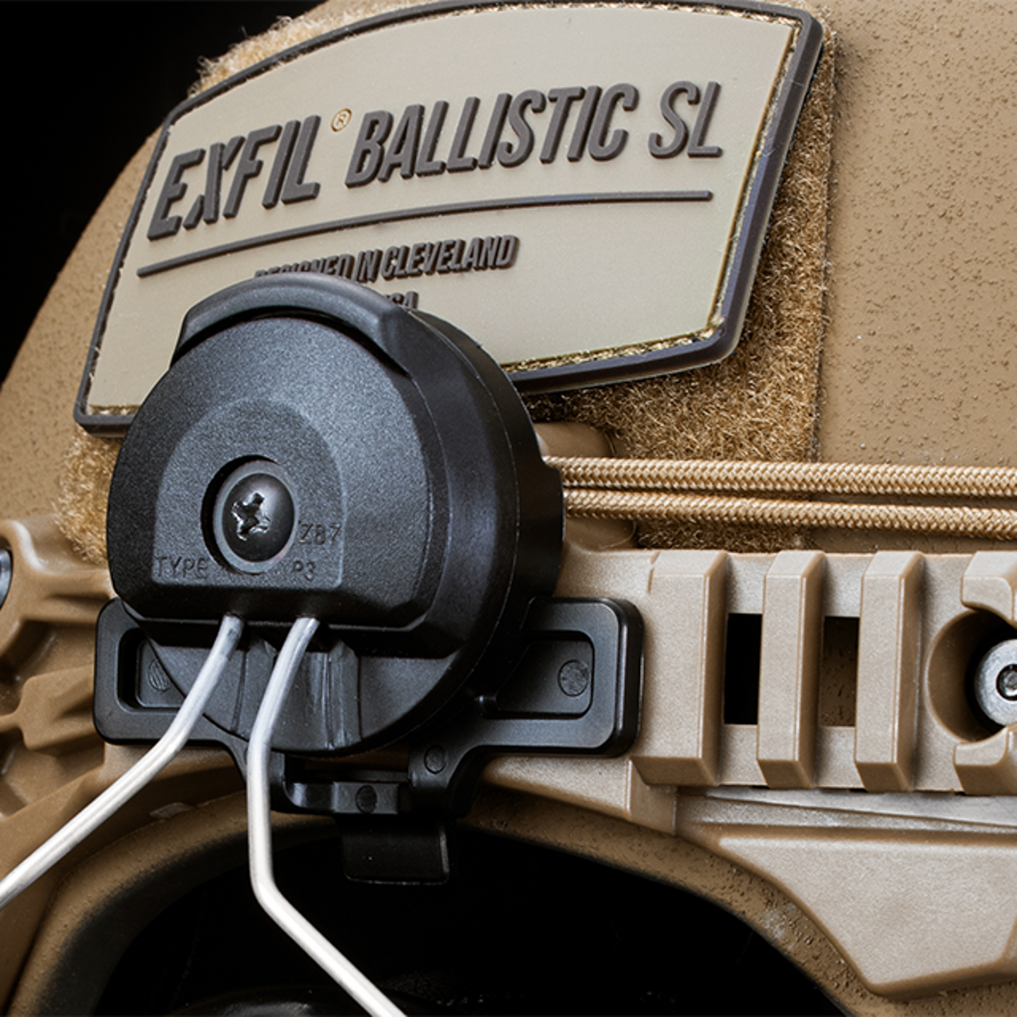 TW BALLISTIC SL COYOTE BROWN PELTOR SHOCKCORD CLOSEUP