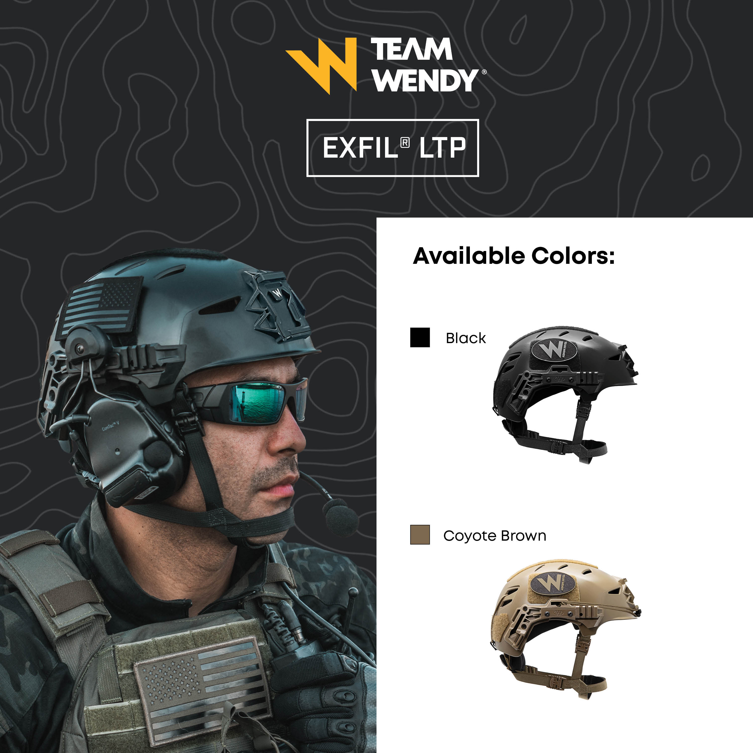 Team Wendy EXFIL LTP Helmet colors including black and coyote brown
