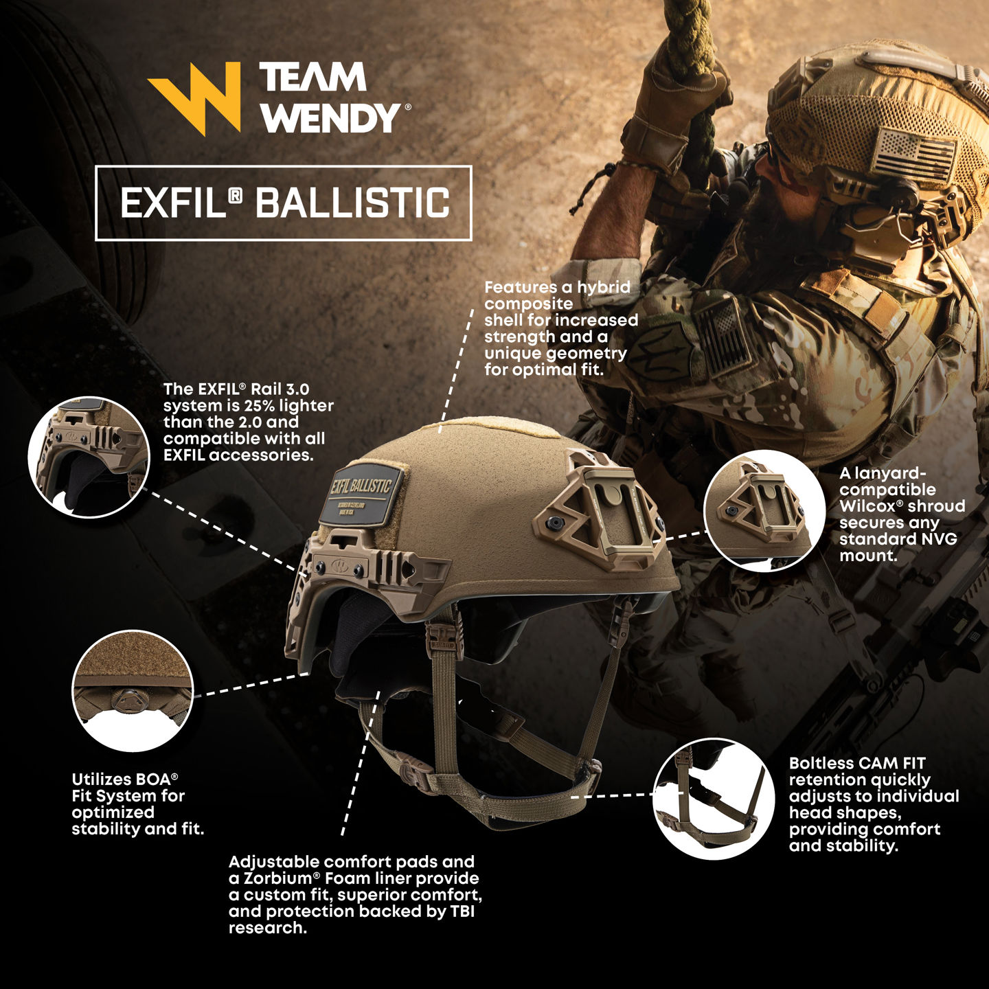 Exfil Rust Team Wendy® EXFIL® Ballistic Helmet | Team Wendy