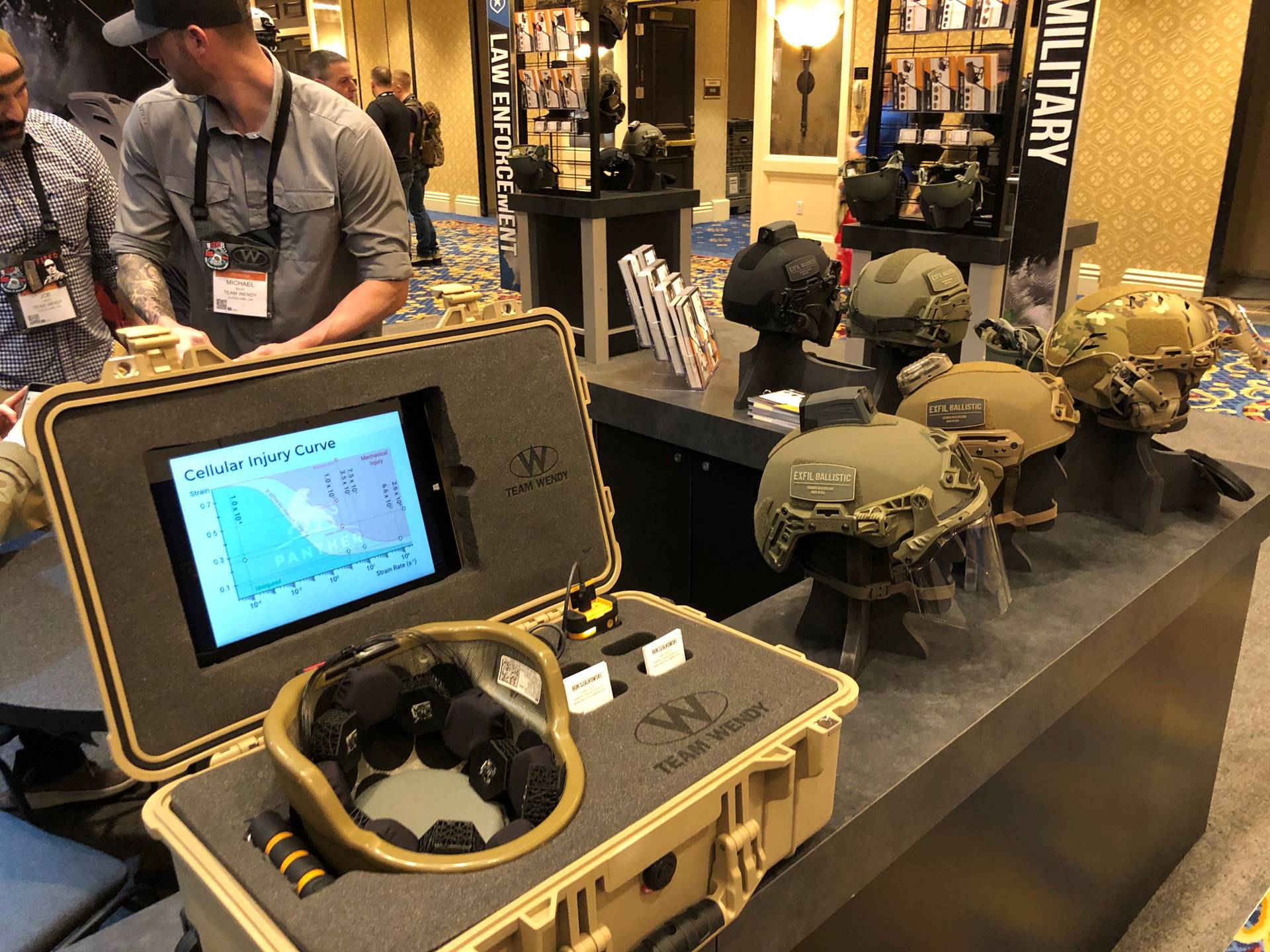 Image of tablet and helmet in a case