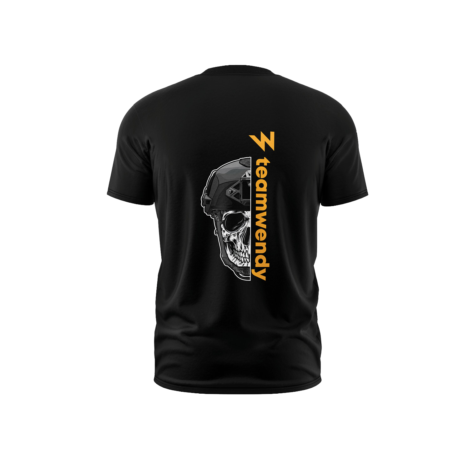 team wendy back of black tshirt with skull design 