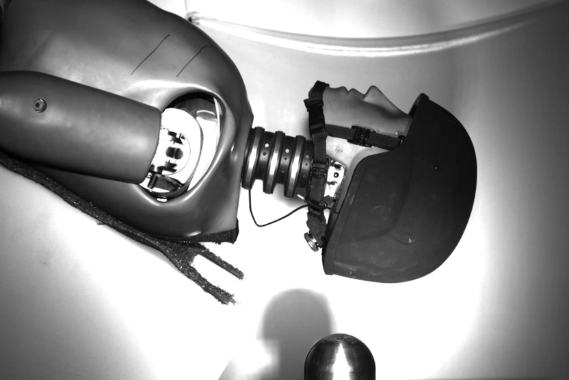 Still shot of helmet testing