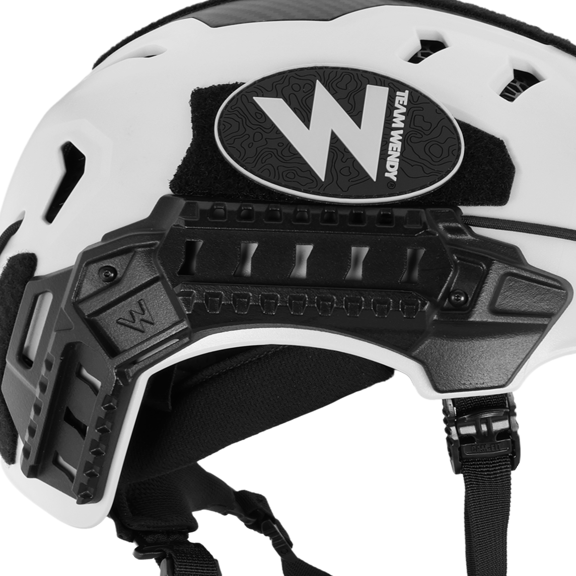 Close up view of the Team Wendy RECON Tactical reverse dovetail rail