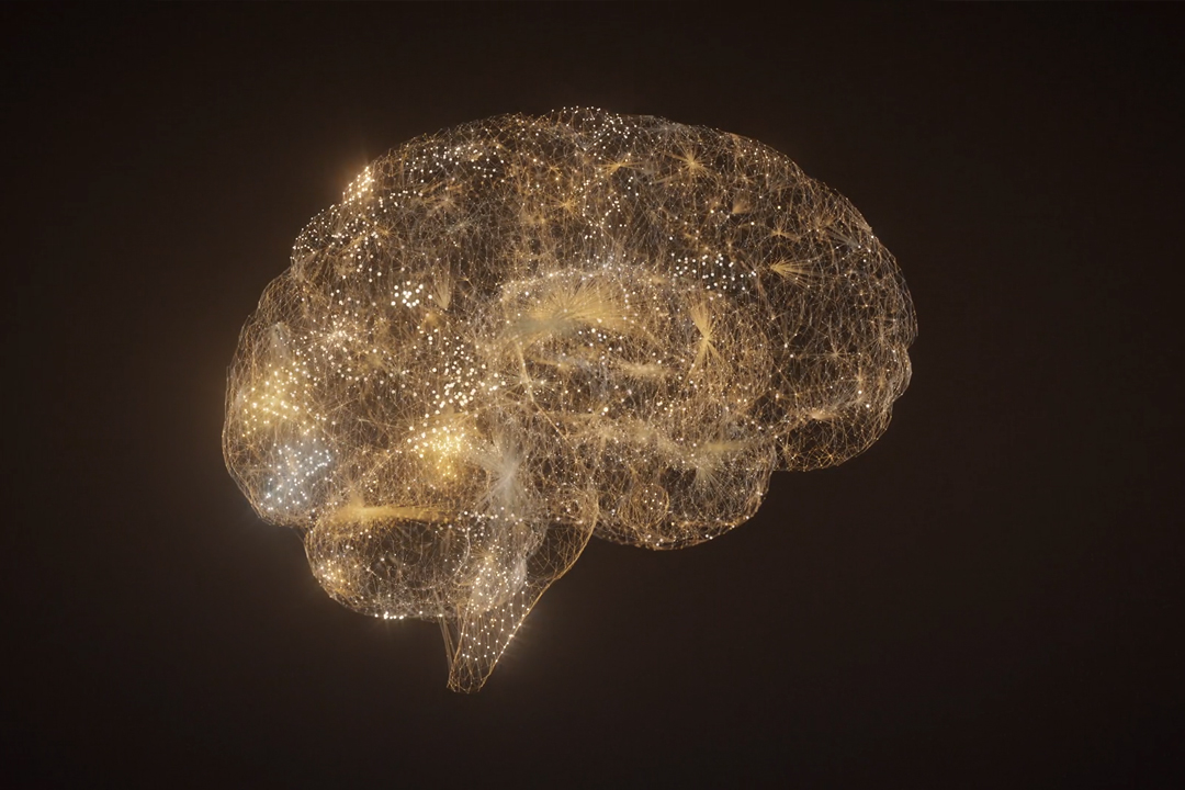 Graphic of brain in yellow 