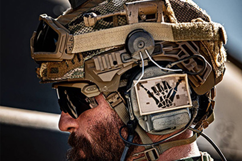 Man in sunglasses and helmet