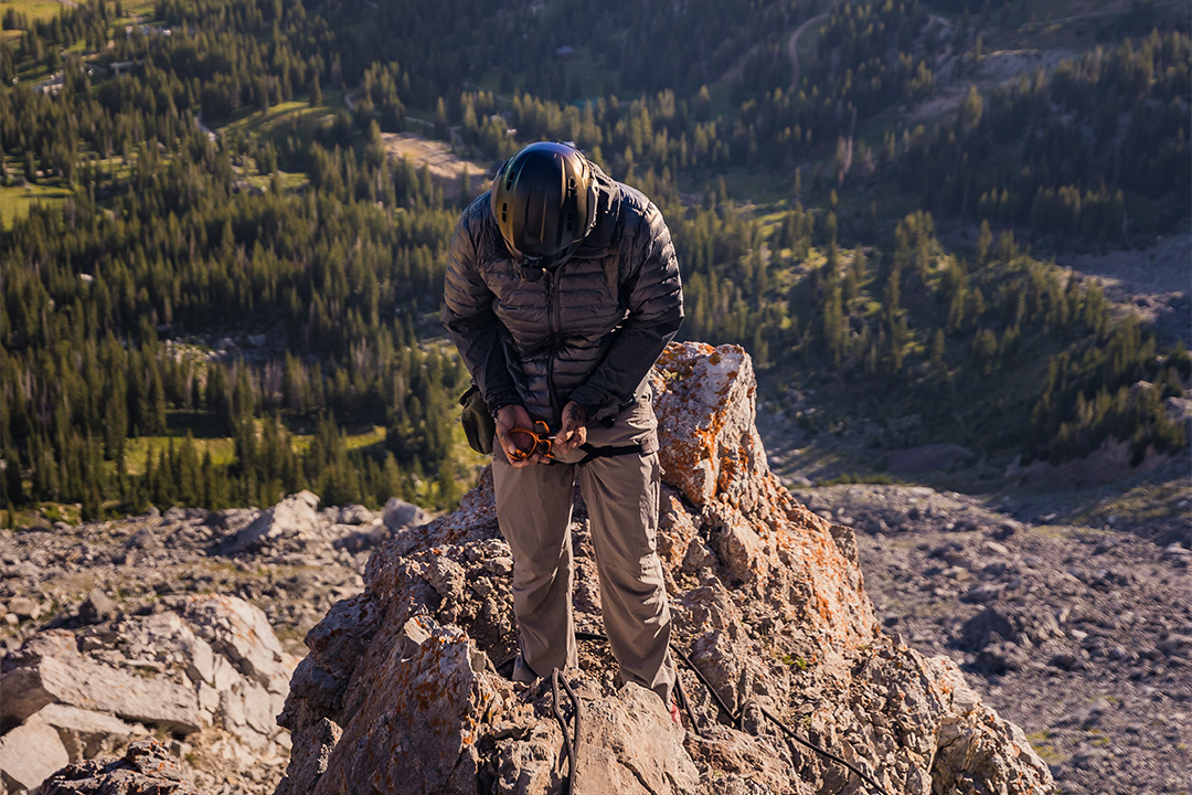 Man standing amongst rocks