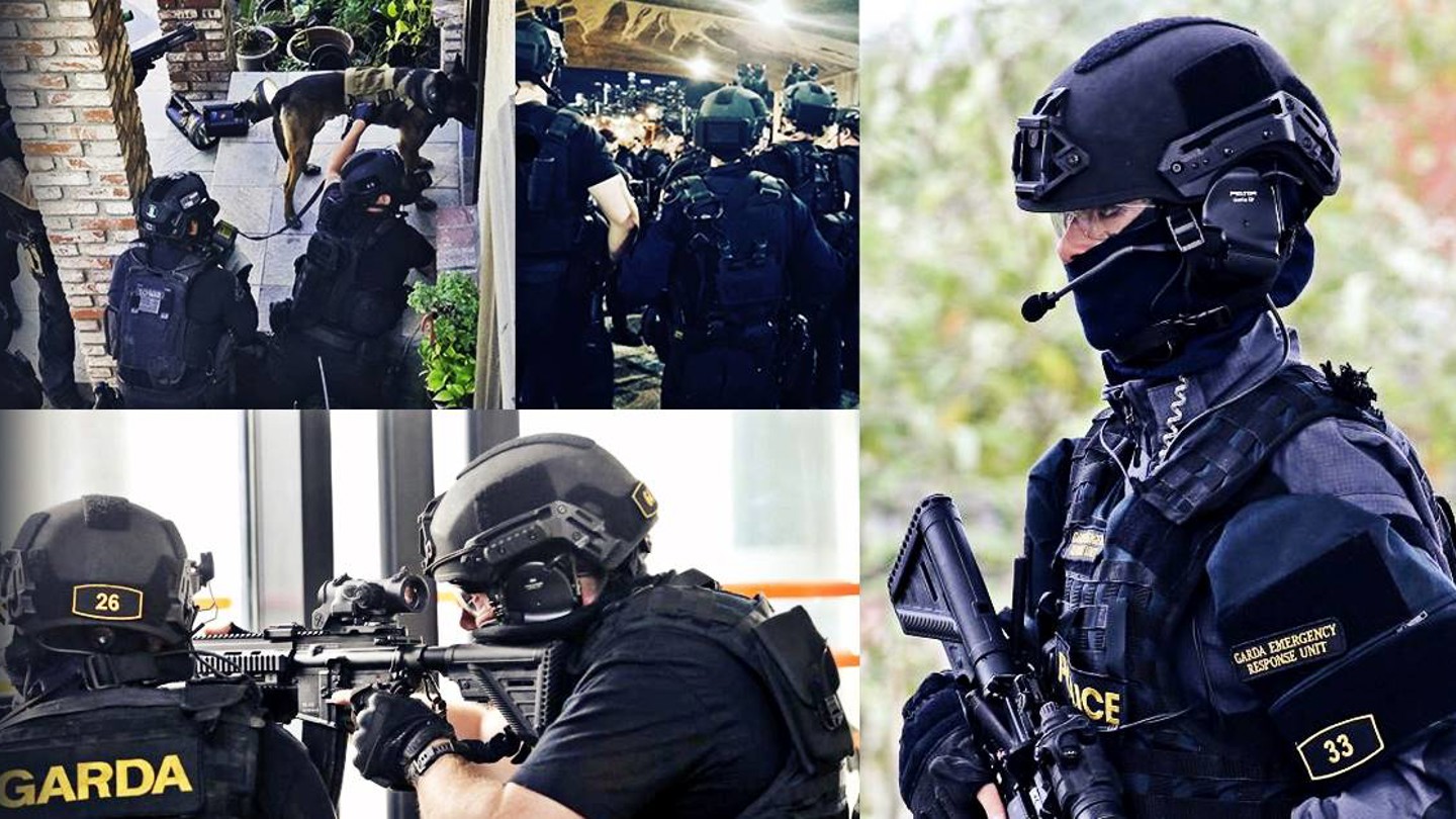 Multiple images of people wearing SWAT gear