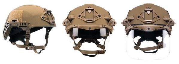 Trois photos du casque EXFIL SL, couleur « Coyote Brown »