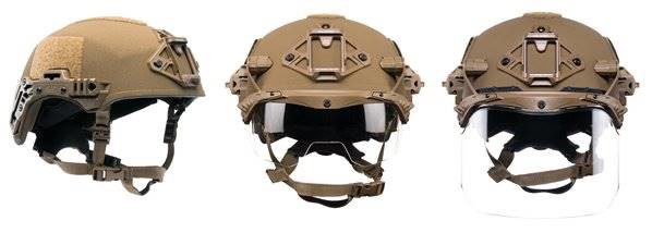 Three images of the EXFIL Ballistic SL Helmet in Coyote Brown