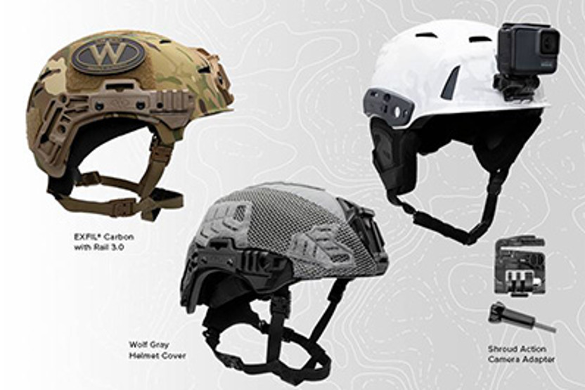 HELMET ACCESSORIES displayed on different helmets