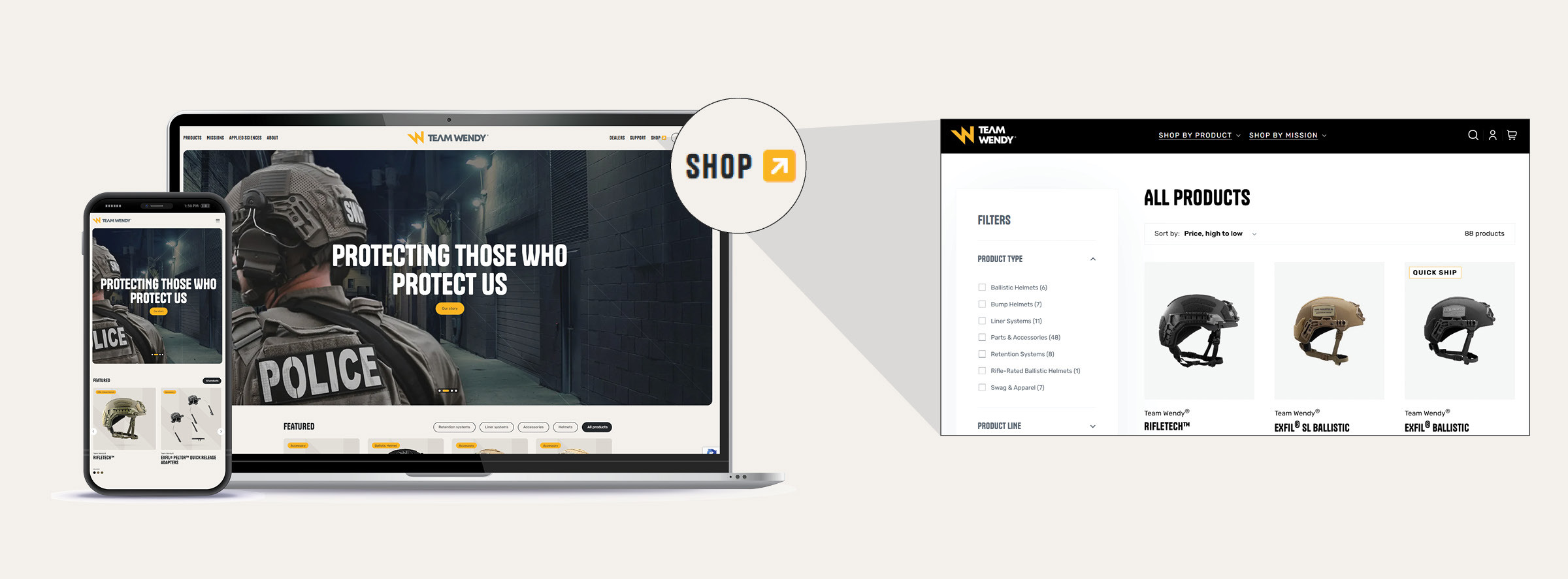 New Team Wendy website showing an easy link to shop.teamwendy.com