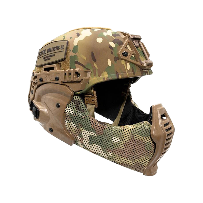ALL TERRAIN MANDIBLE MULTI CAM attached to HELMET 