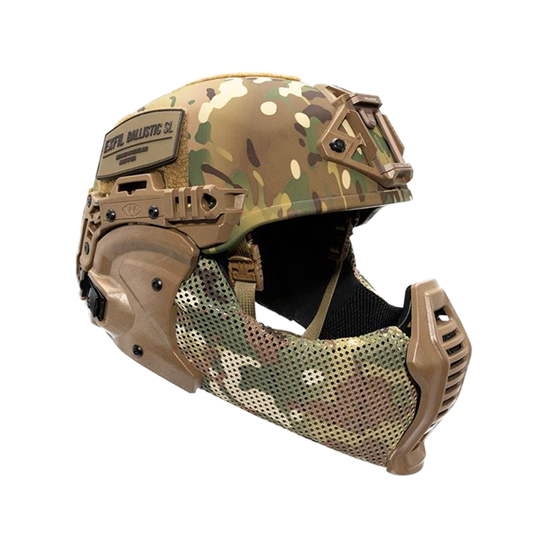 ALL TERRAIN MANDIBLE MULTI CAM attached to HELMET