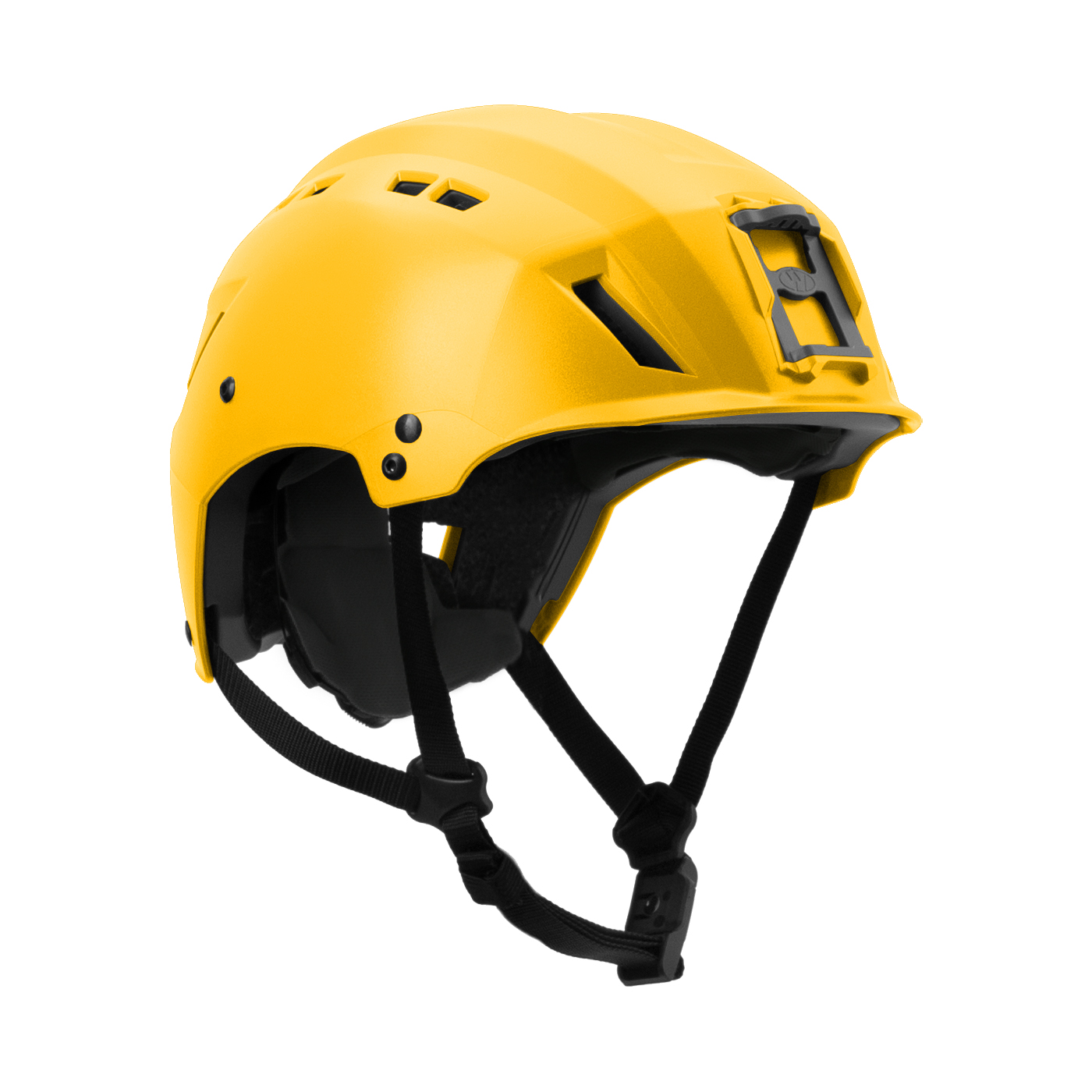 Yellow Team Wendy Adventurer helmet showing right side angle