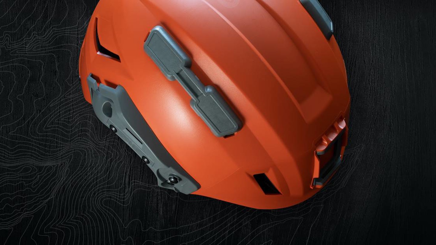 Aerial image of orange helmet