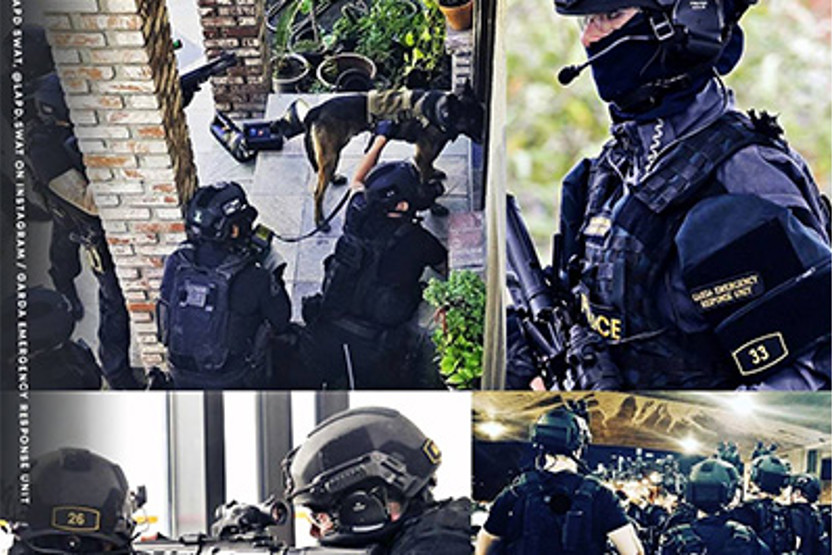 Four images of swat team