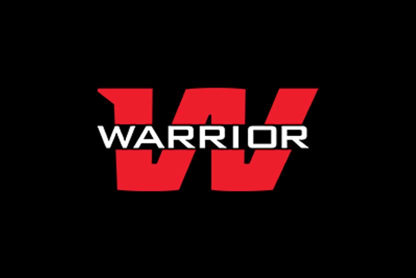 Logo for Warrior with white lettering on a dark background.