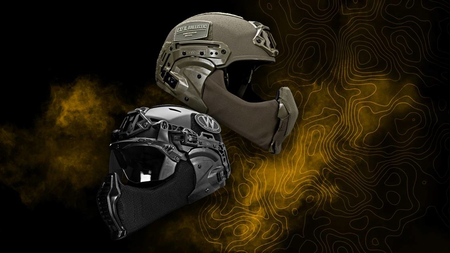 EXFIL helmet with mandible accessory