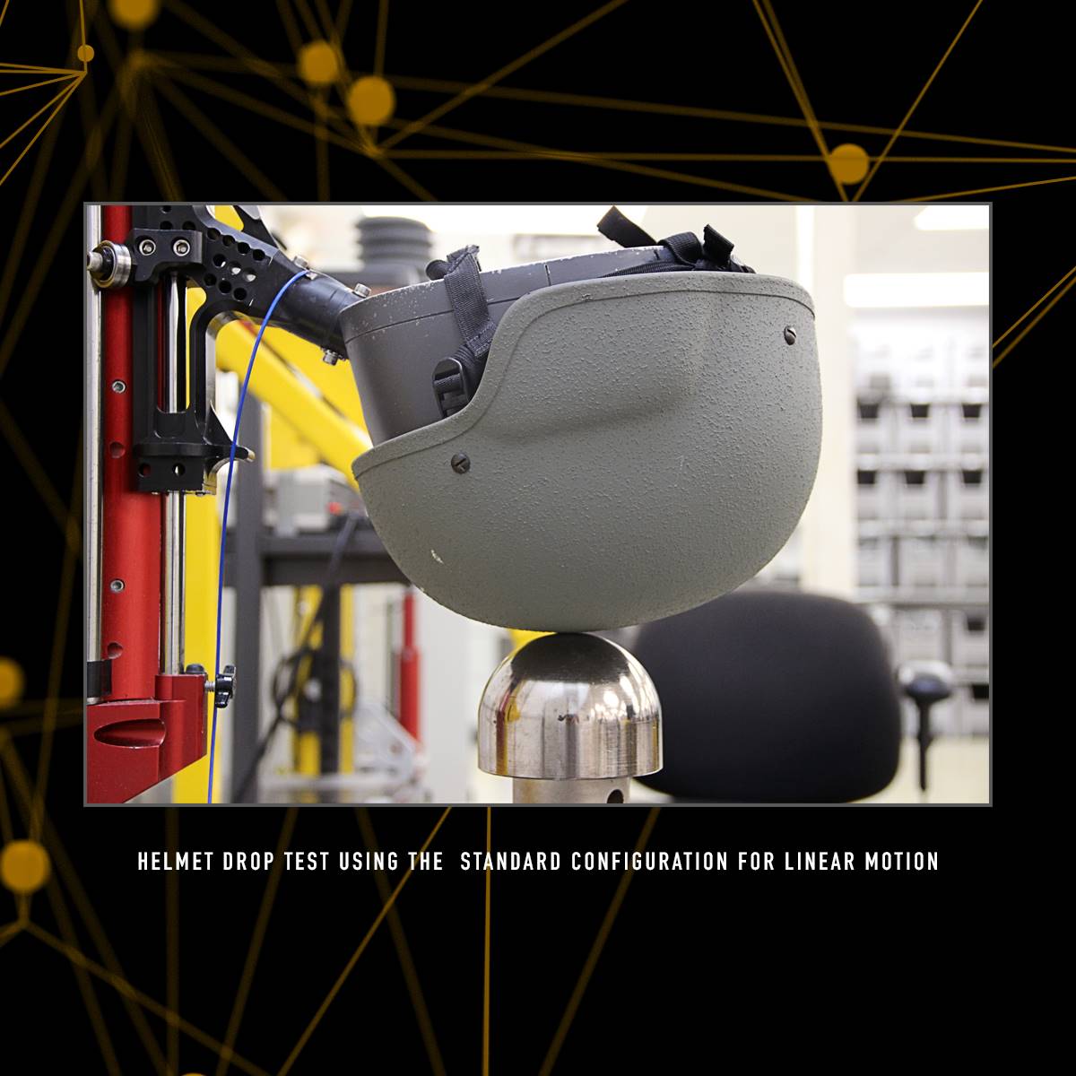 Helmet in a machine being tested