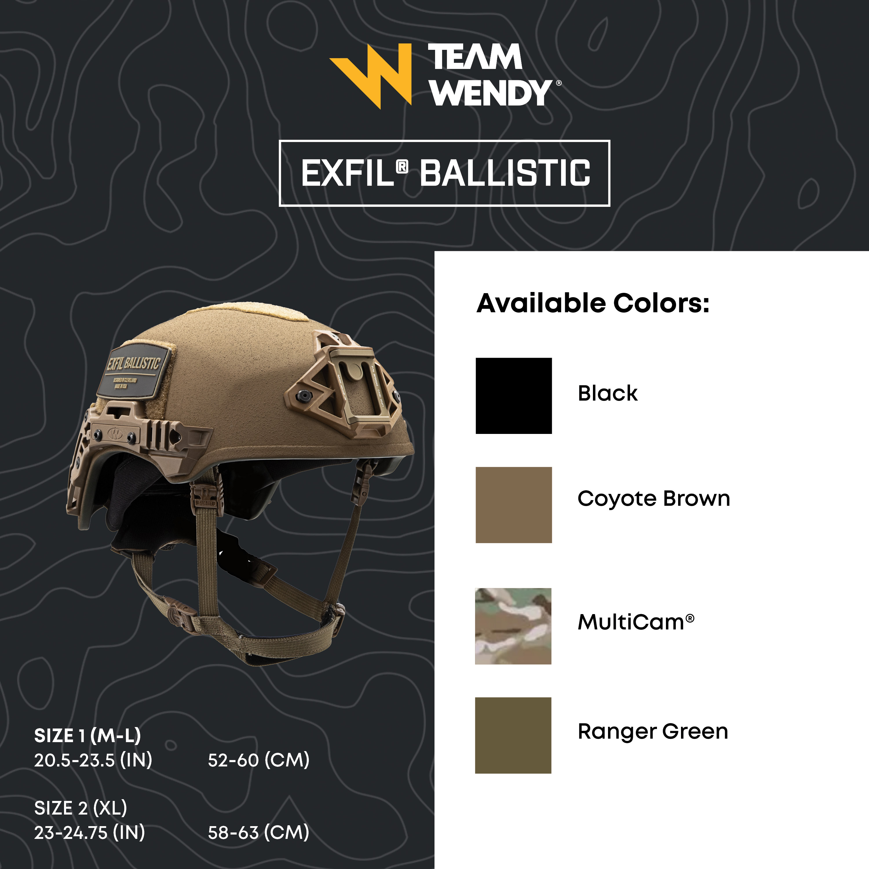 Team Wendy EXFIL Ballistic Helmet colors including black coyote brown multicam and ranger green