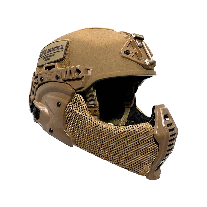 ALL TERRAIN MANDIBLE in COYOTE BROWN attached to HELMET 