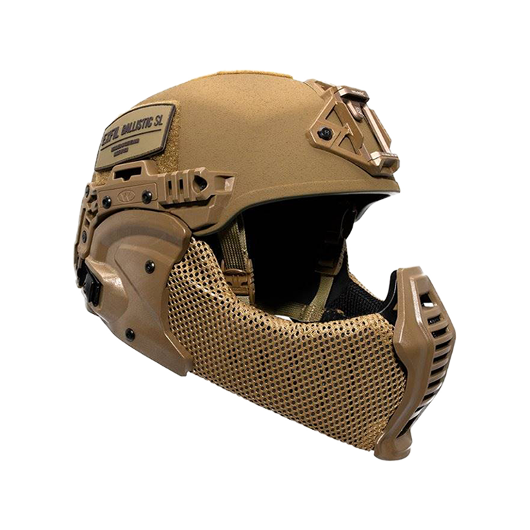 ALL TERRAIN MANDIBLE in COYOTE BROWN attached to HELMET